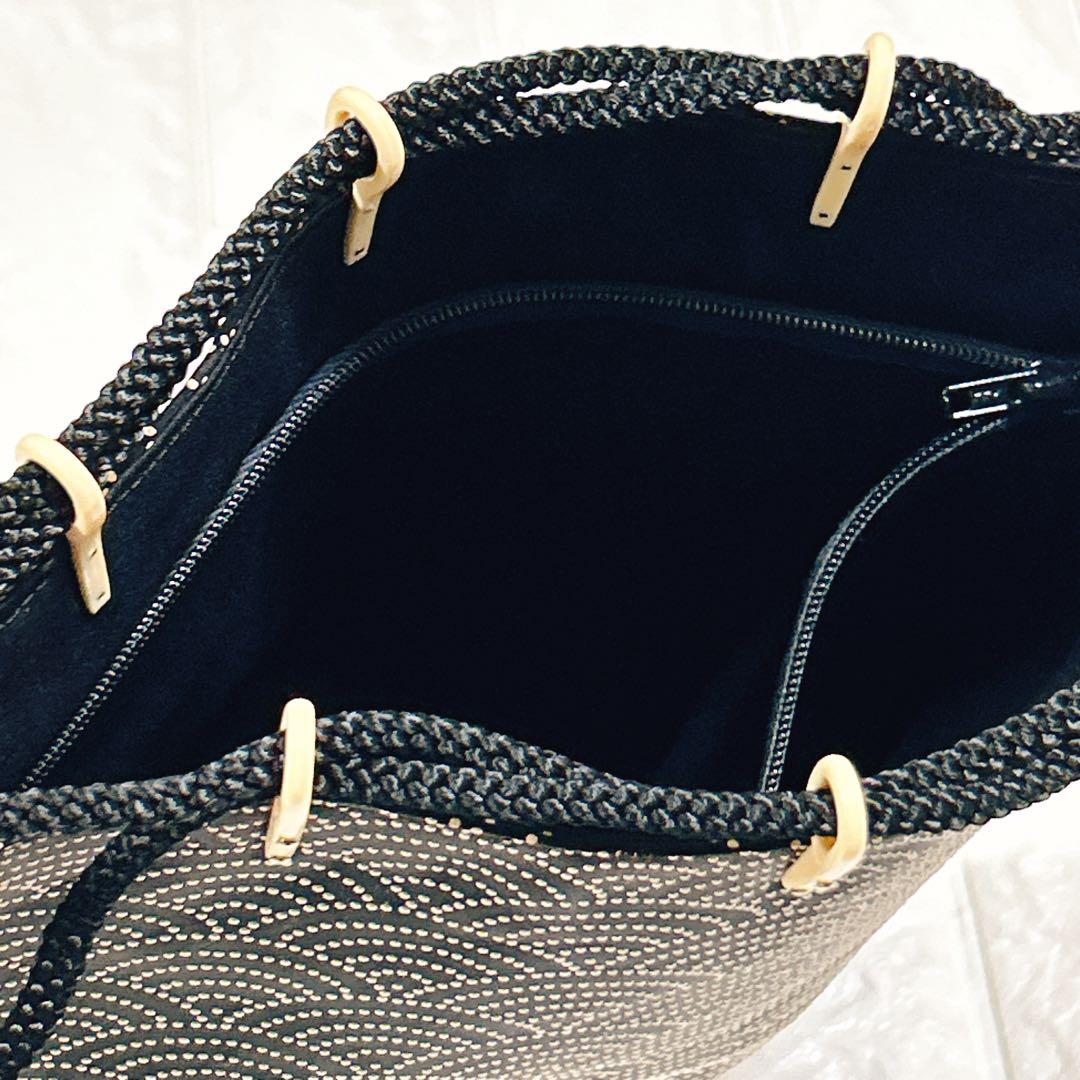 印傳屋 インデンヤ 合切袋 青海波 鶴銀杏模様 甲州印伝 鹿革 漆塗 巾着袋