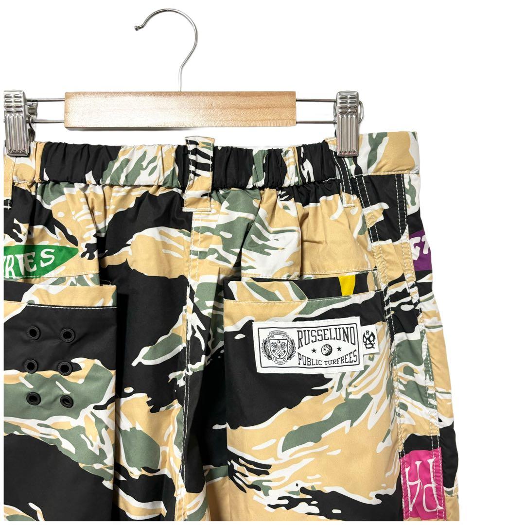 新品 ラッセルノ ゴルフ ウィンドストップ パターン ロングパンツ カモ L 5