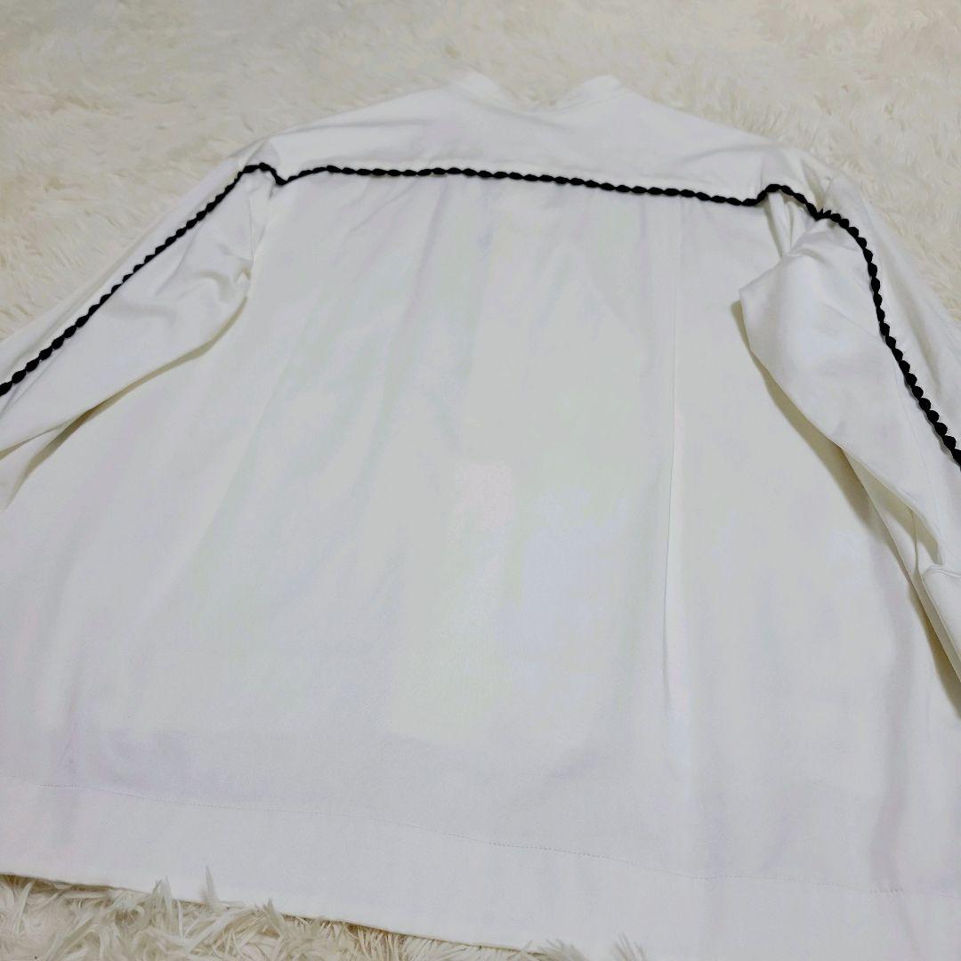 美品✨ yori ヨリ ハマグリ刺繍ブラウス バンドカラー 長袖 38