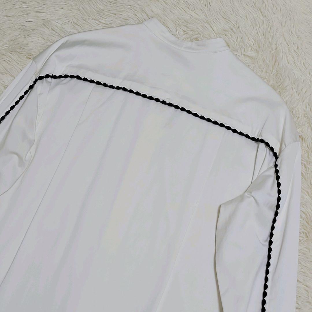 美品✨ yori ヨリ ハマグリ刺繍ブラウス バンドカラー 長袖 38