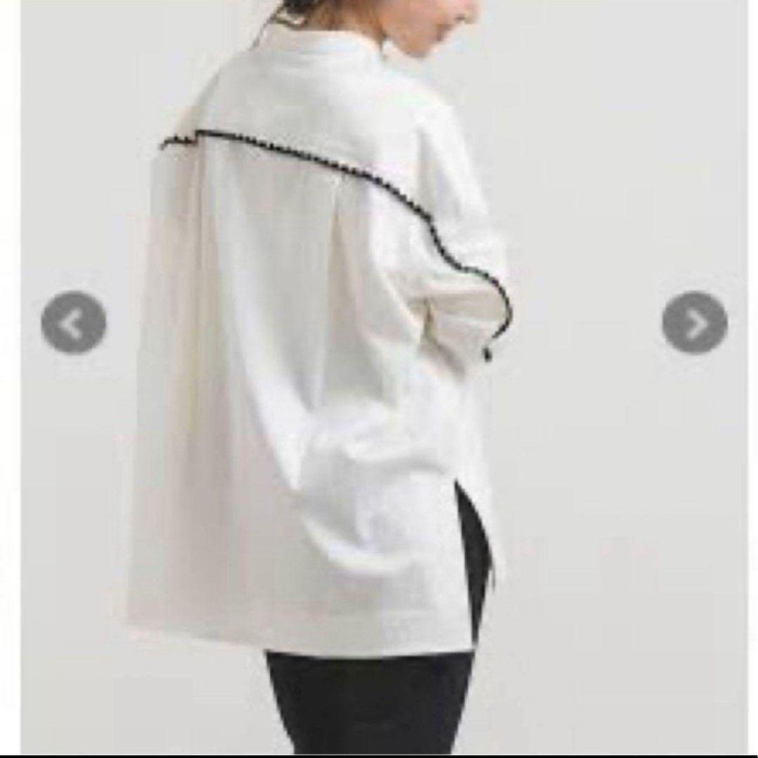 美品✨ yori ヨリ ハマグリ刺繍ブラウス バンドカラー 長袖 38