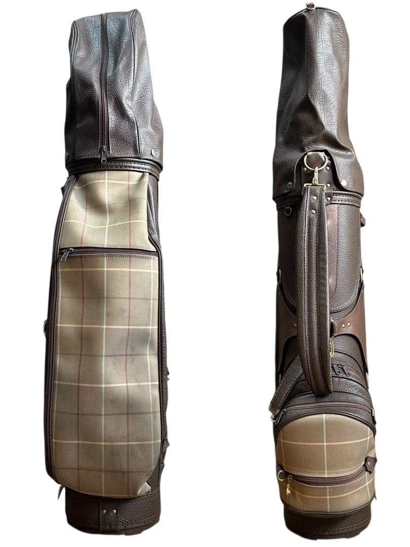 BURBERRY　バーバリー　キャディバッグ　ゴルフバッグ　チェック柄　レザー