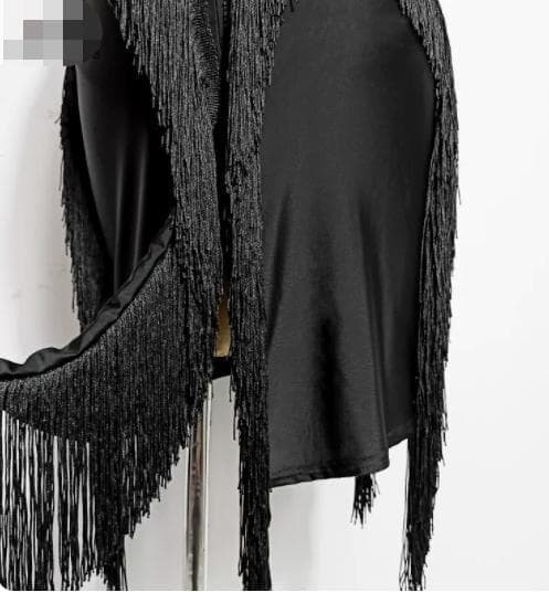 社交ダンス衣装　ラテンワンピースドレス　伸縮性高い ブラック オーダーメイド