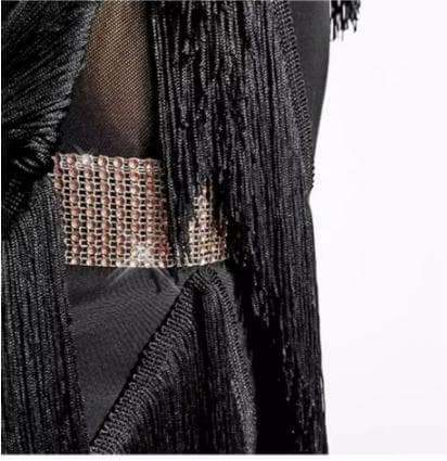 社交ダンス衣装　ラテンワンピースドレス　伸縮性高い ブラック オーダーメイド