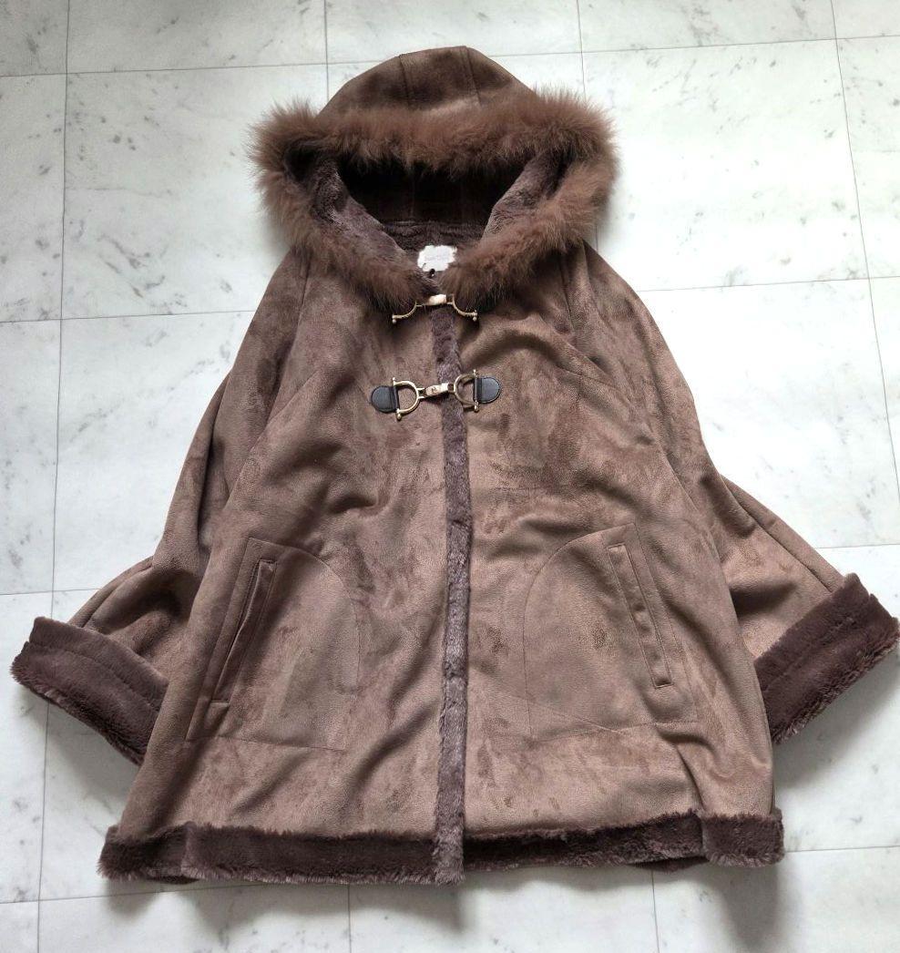 美品　ローズティアラ　フォックスファー　ポンチョコート 大きいサイズ