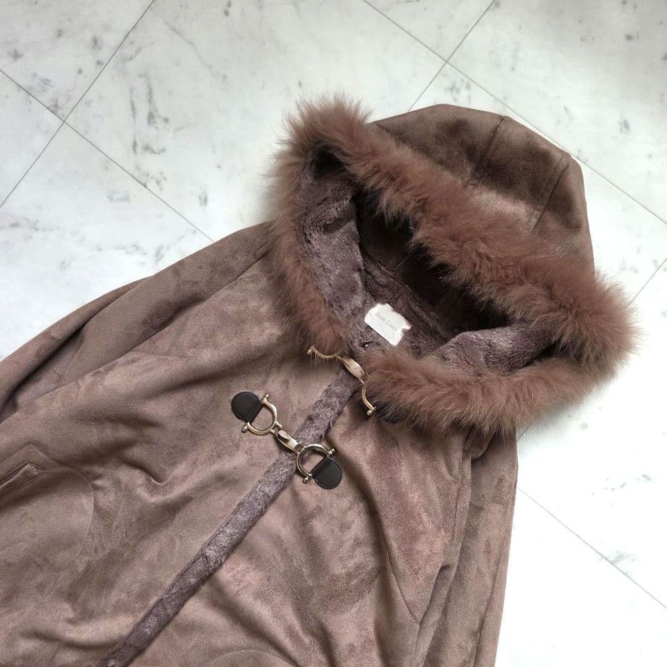 美品　ローズティアラ　フォックスファー　ポンチョコート 大きいサイズ