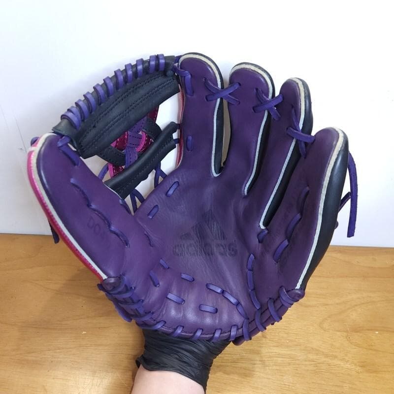 アディダス メタリックパープル トリプルXXXウェブ 内野用 軟式グローブ