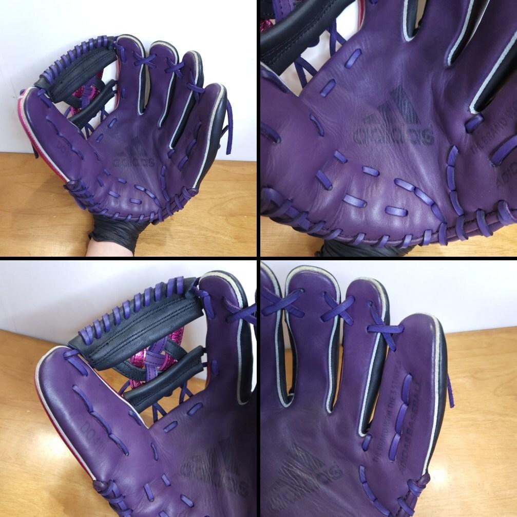 アディダス メタリックパープル トリプルXXXウェブ 内野用 軟式グローブ