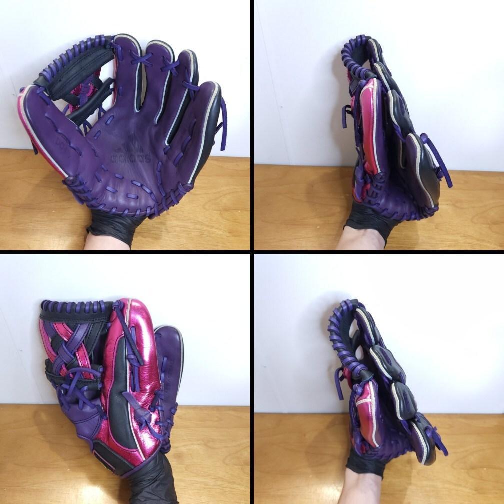 アディダス メタリックパープル トリプルXXXウェブ 内野用 軟式グローブ
