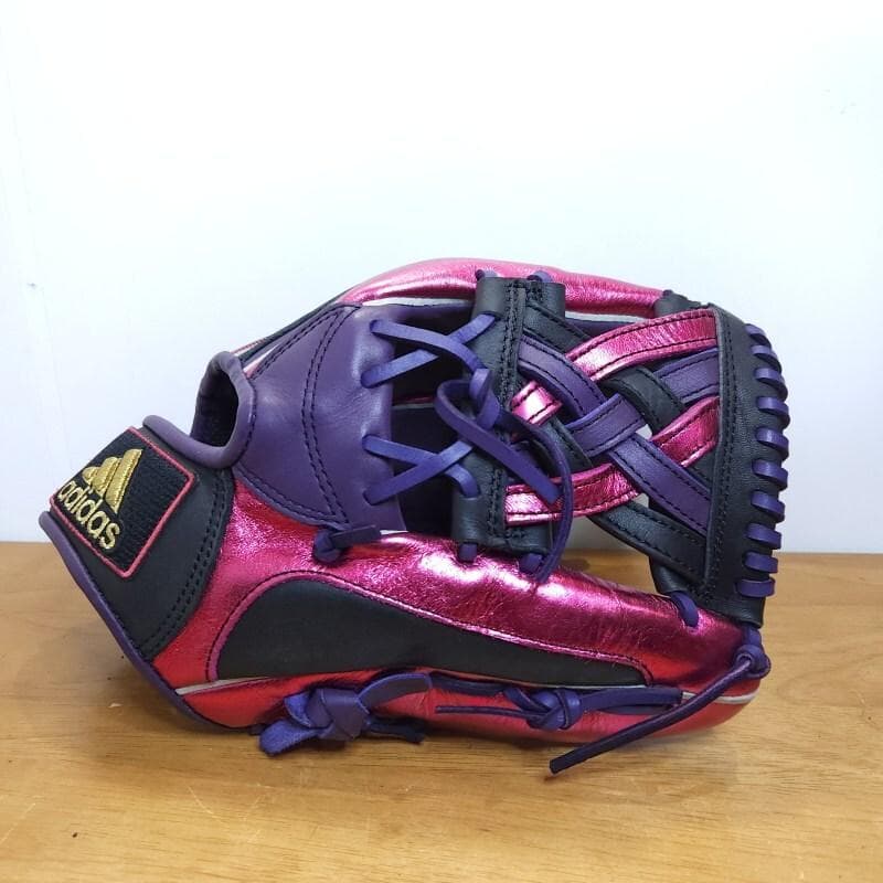 アディダス メタリックパープル トリプルXXXウェブ 内野用 軟式グローブ
