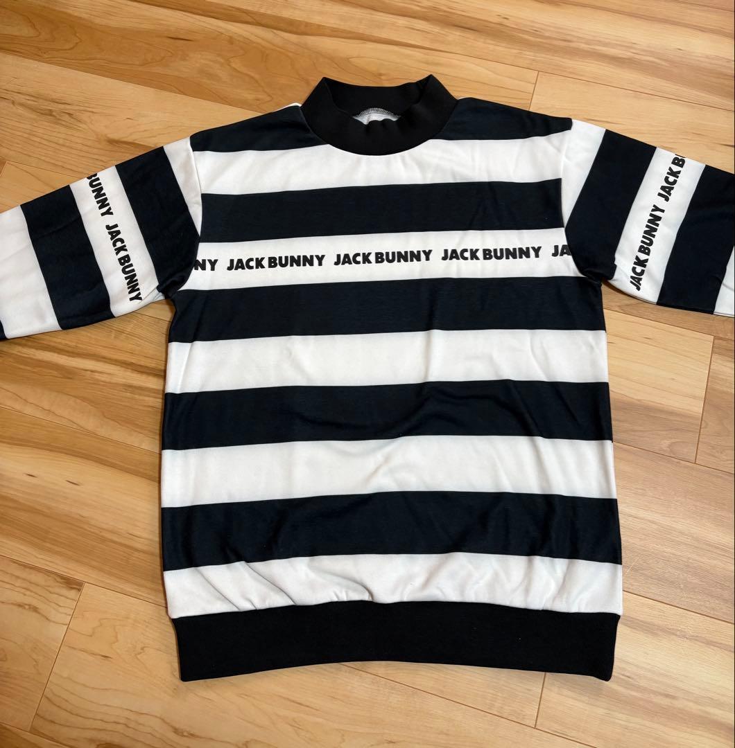 JACK BUNNY 裏起毛 白黒 ボーダー ハイネックプルオーバー 4（M）