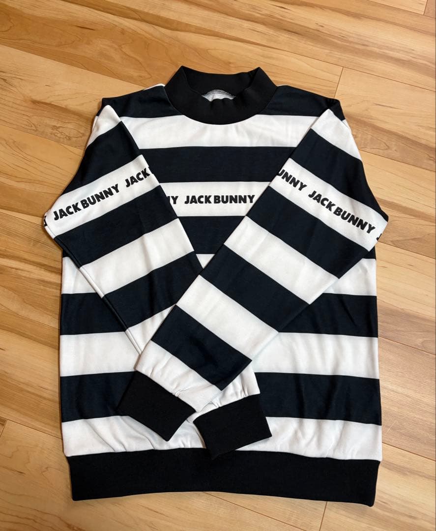 JACK BUNNY 裏起毛 白黒 ボーダー ハイネックプルオーバー 4（M）