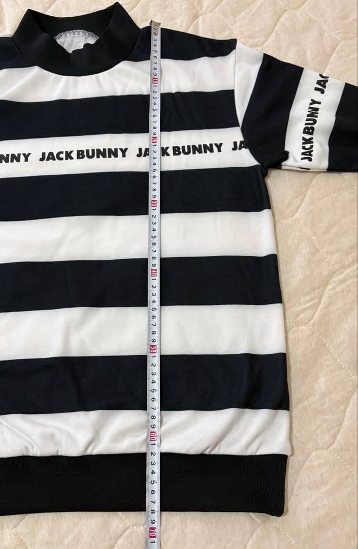 JACK BUNNY 裏起毛 白黒 ボーダー ハイネックプルオーバー 4（M）