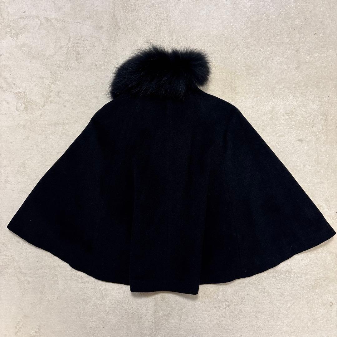 極美品⭐️BURBERRY ノバチェック アンゴラ ラクーンファー ケープコート