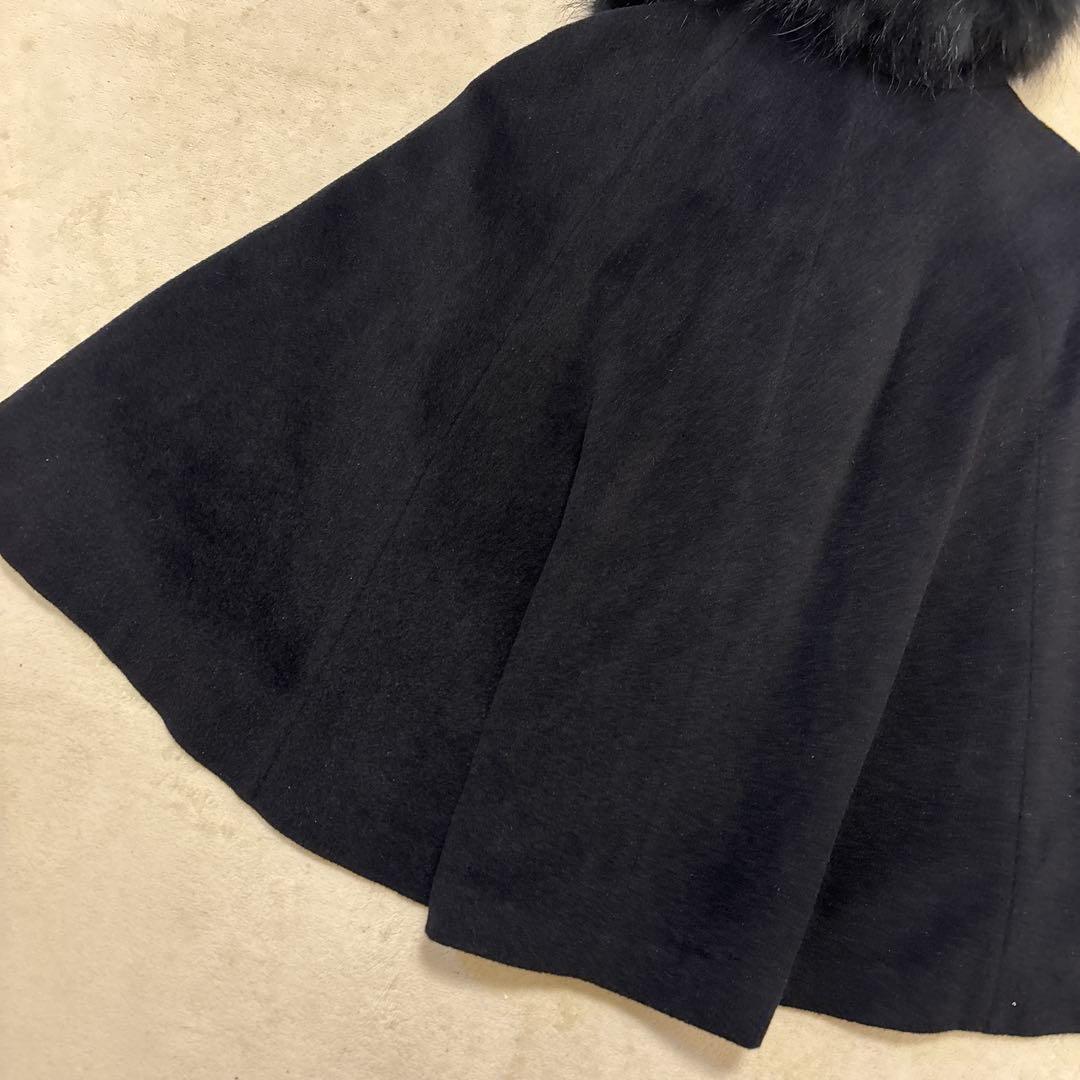 極美品⭐️BURBERRY ノバチェック アンゴラ ラクーンファー ケープコート