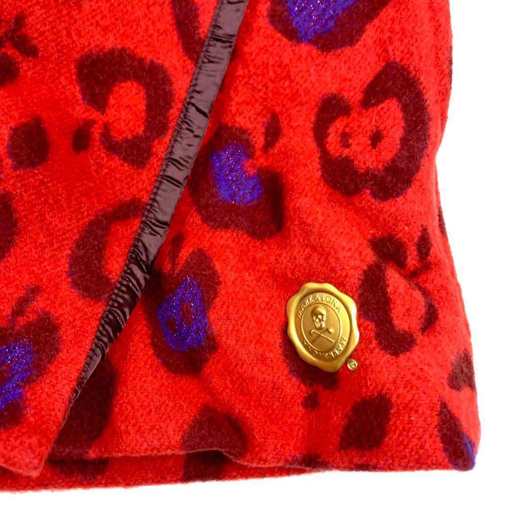 マーク＆ロナ ショートパンツ 赤 レオパード ウール ナイロン S C5611