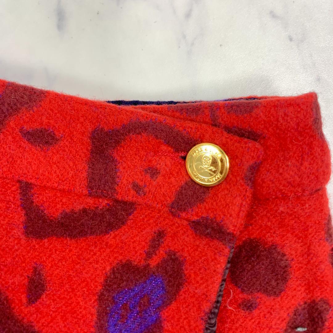 マーク＆ロナ ショートパンツ 赤 レオパード ウール ナイロン S C5611