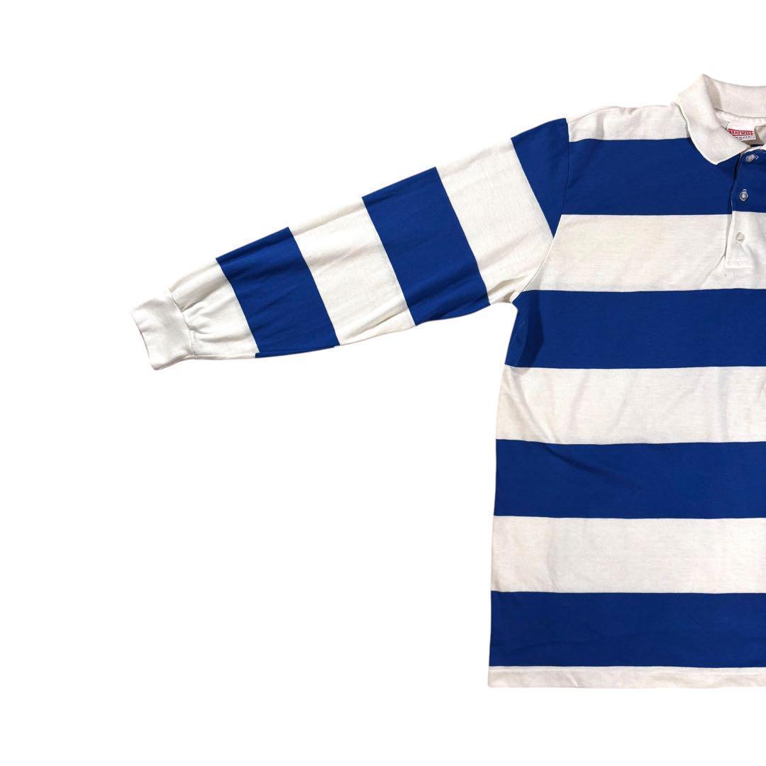 90s USA製 HARTWELL 企業ロゴ ラガーシャツ XL刺繍ロゴ
