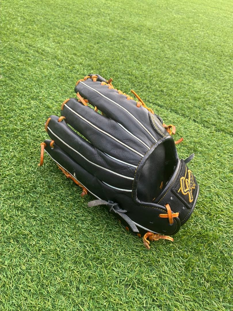 軟式外野手用グローブ 黒/オレンジ 久保田スラッガー