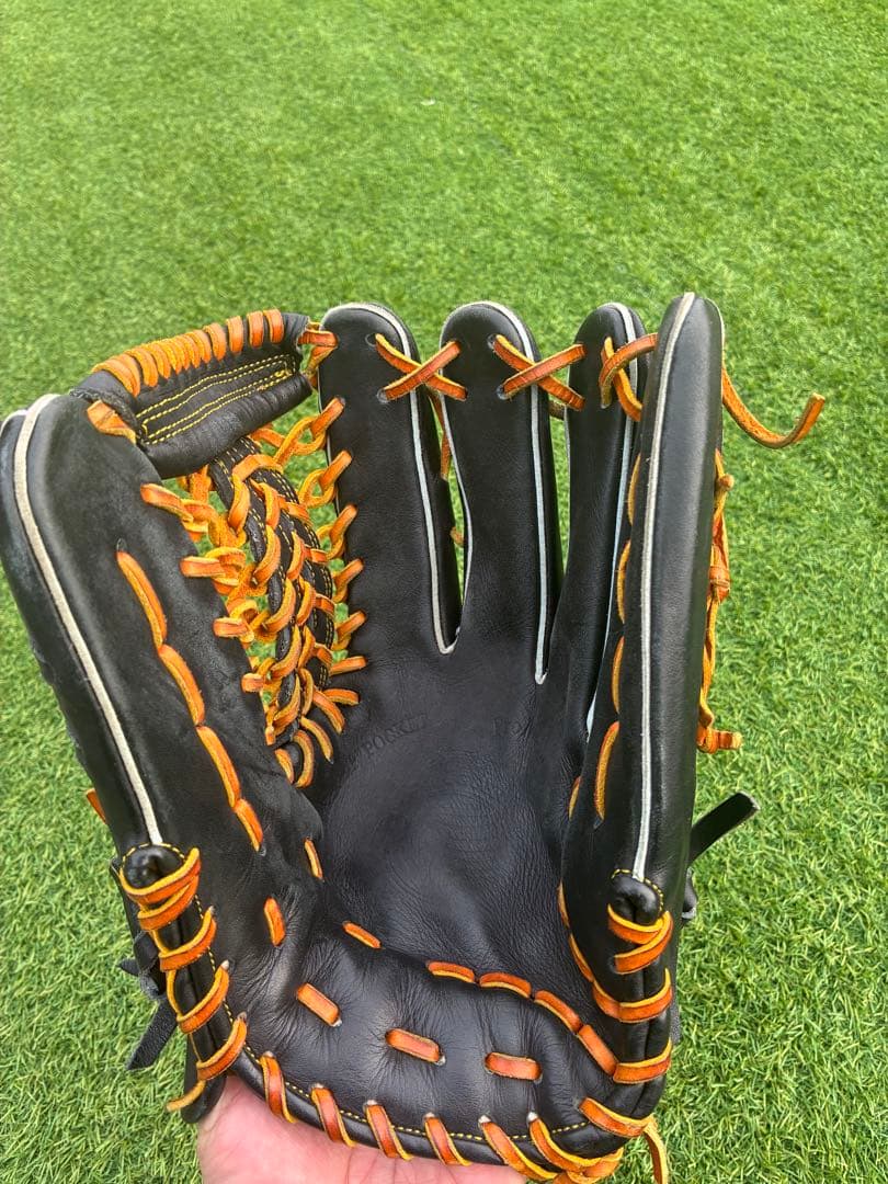 軟式外野手用グローブ 黒/オレンジ 久保田スラッガー