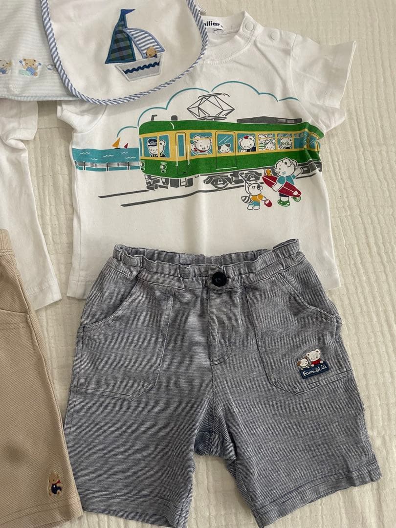 ファミリア　男の子　80 Tシャツ　パンツ　スタイ　セット