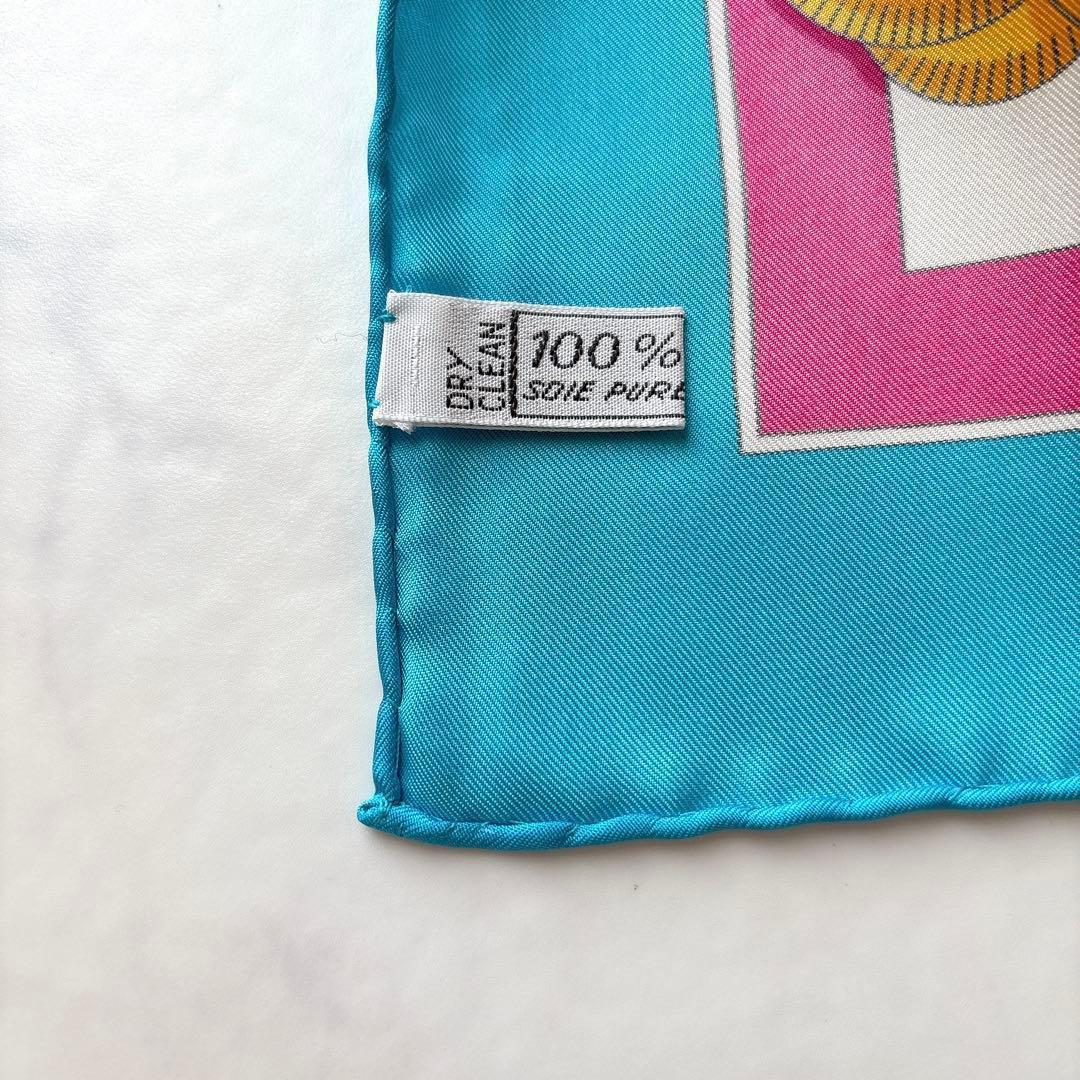 未使用 セリーヌ イースターエッグ柄 シルクスカーフ リボン チェーン