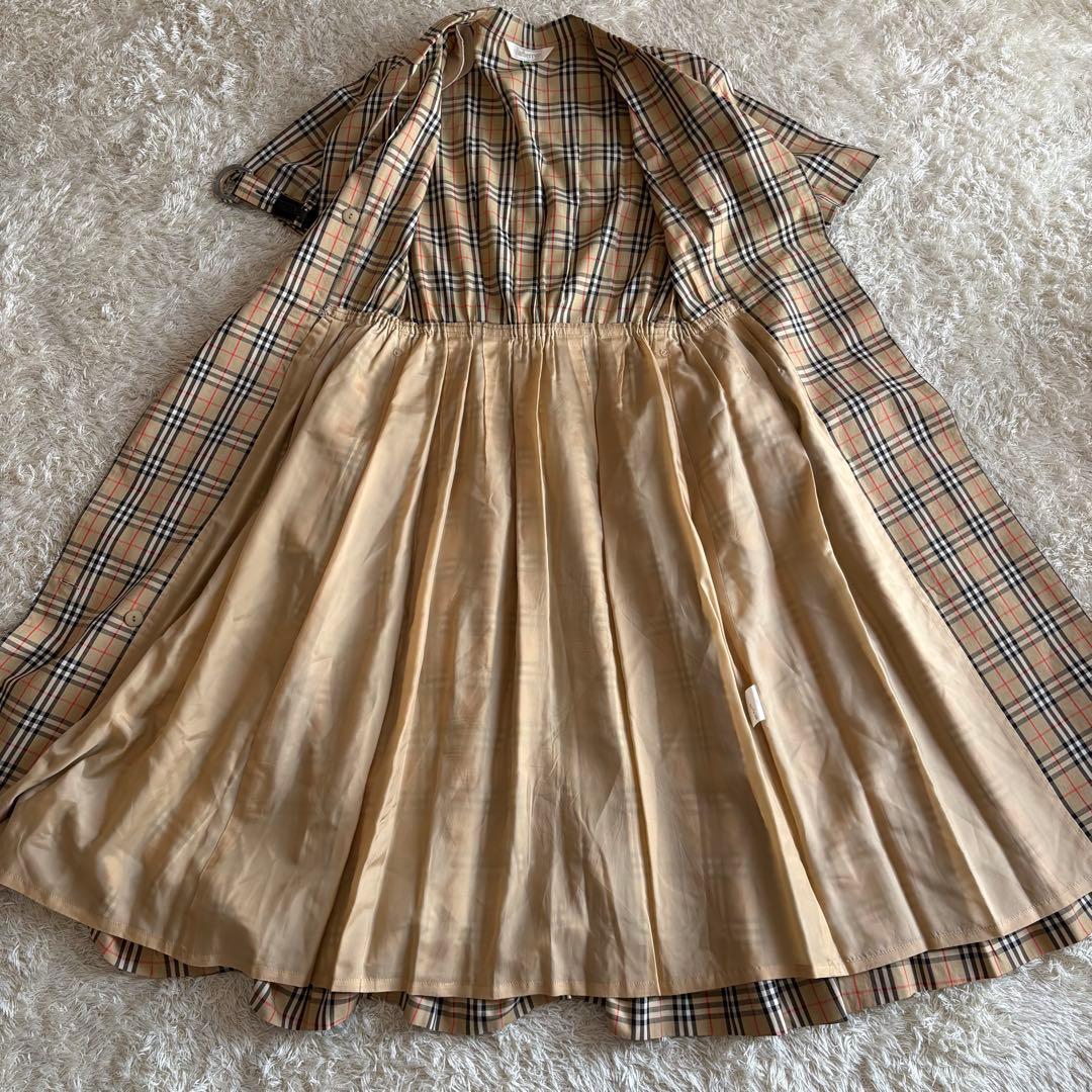 バーバリー ノバチェック 半袖ワンピース トレンチワンピース ベルト付 M