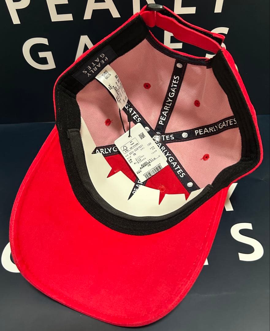 新品 未使用 PEARLY GATES トラッドラビット キャップ レッド