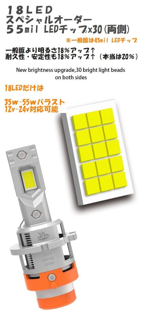 18LED ポン付けでHID→LED　D4S/D4R　D2S/D2R　6か月保証