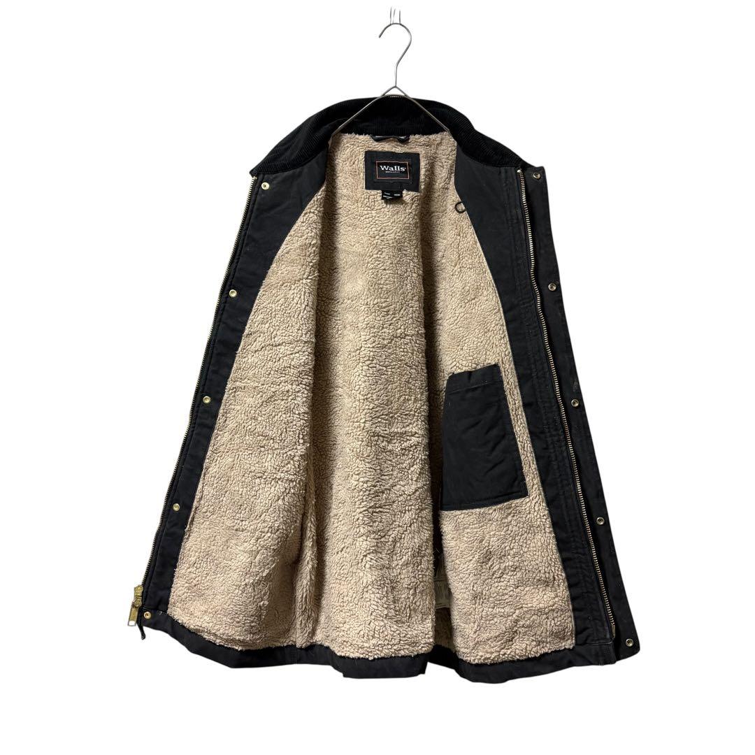 雰囲気系Wallsダックジャケットフェードブラック ボアワークジャケットペンキ跡