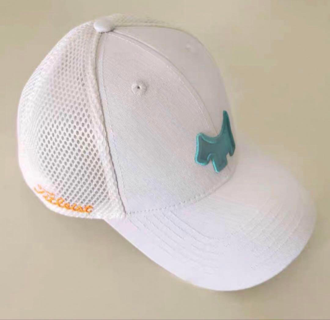 タイトリストスコッティキャメロン　ドッグ刺繍 メッシュゴルフキャップ　ホワイト