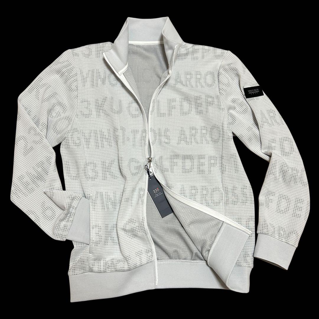 新品23区ゴルフ Sサイズ ストレッチ 総柄ロゴ ジャガードトラックジャケット