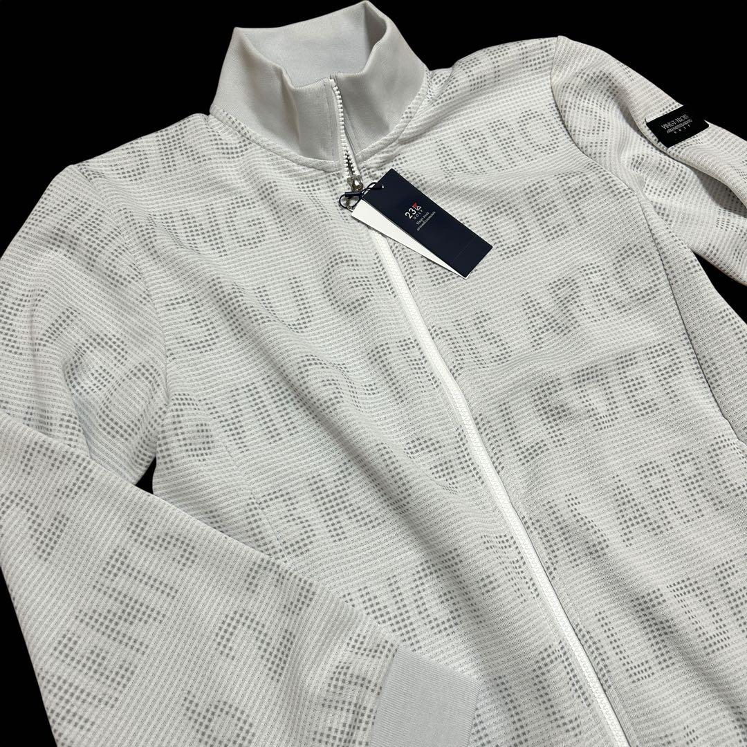 新品23区ゴルフ Sサイズ ストレッチ 総柄ロゴ ジャガードトラックジャケット