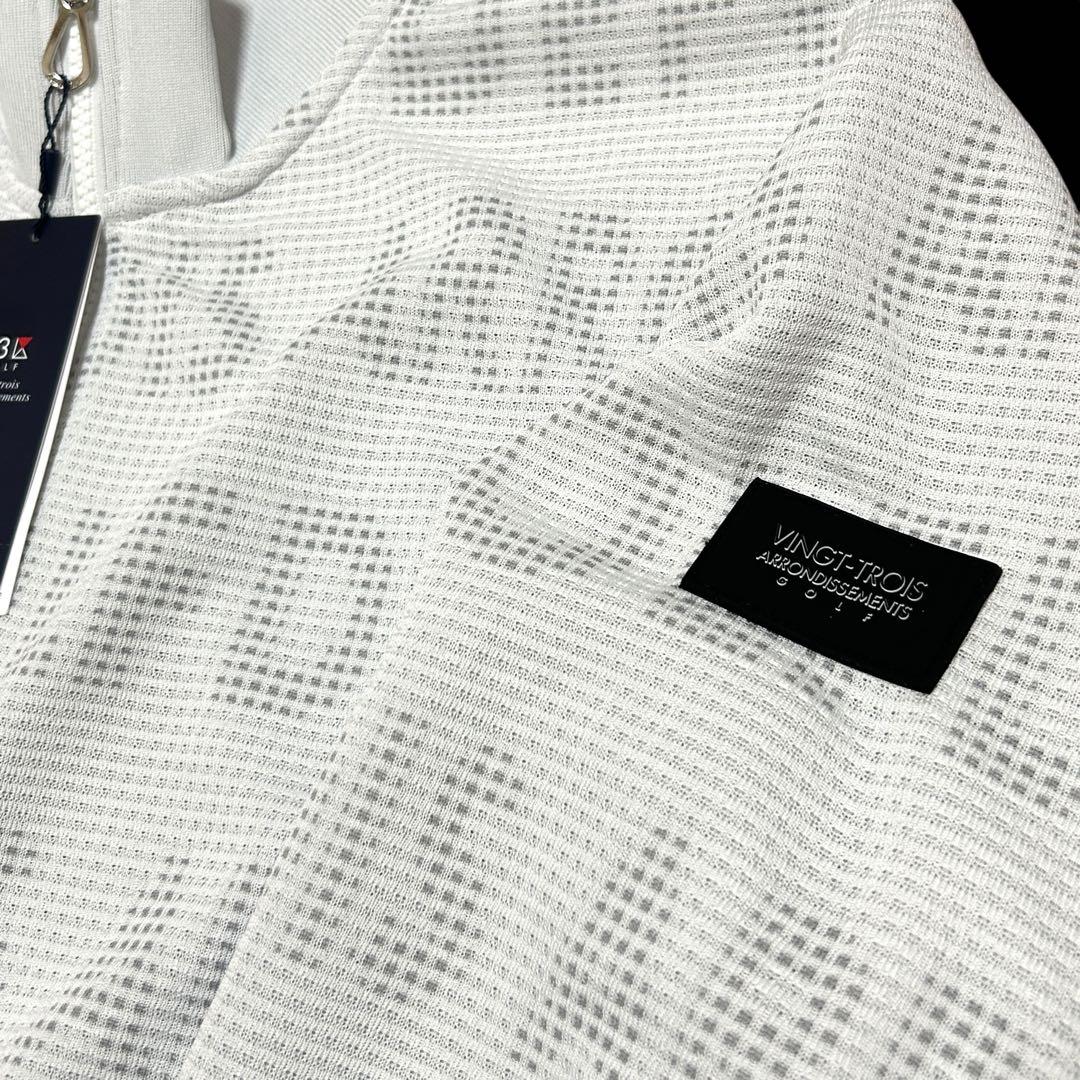 新品23区ゴルフ Sサイズ ストレッチ 総柄ロゴ ジャガードトラックジャケット