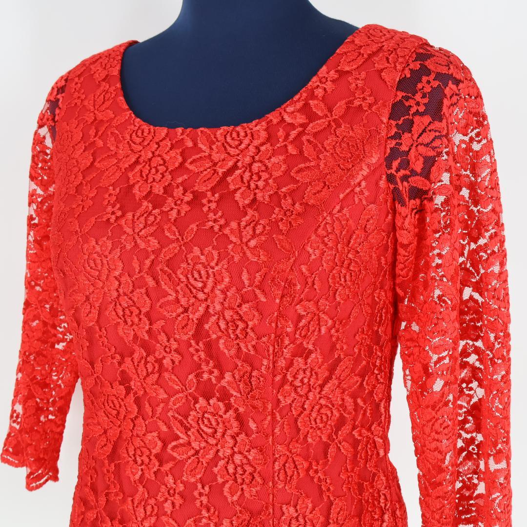 【美品 日本製 フラダンス衣装】レッド Paondor トップス ブラウス 赤