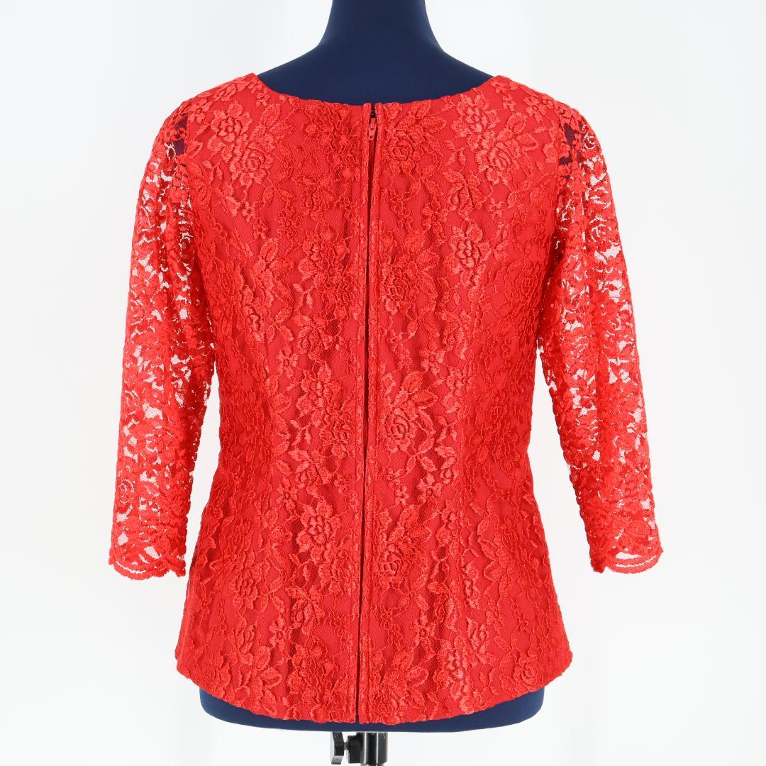 【美品 日本製 フラダンス衣装】レッド Paondor トップス ブラウス 赤