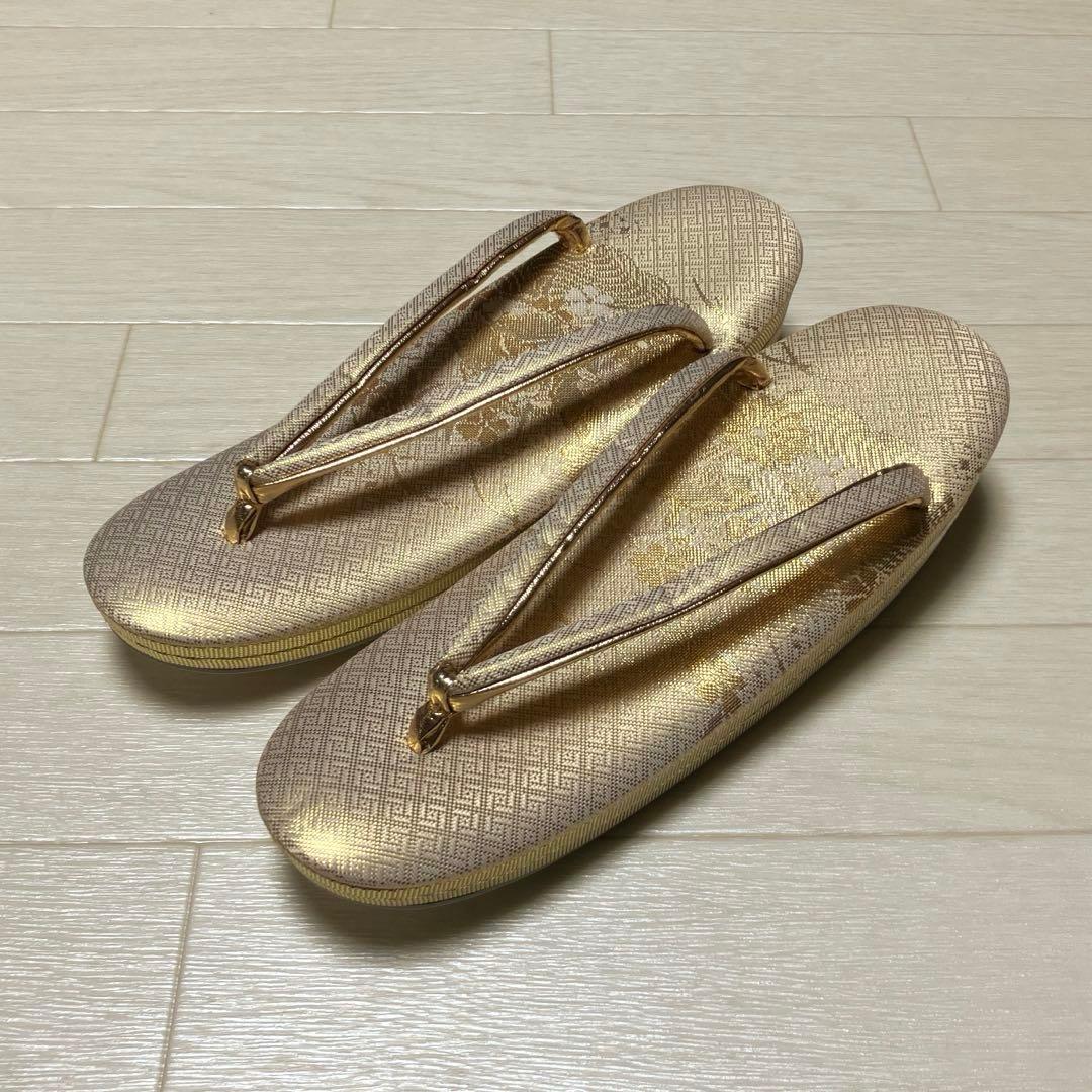 《未使用》草履バッグセット　フォーマル　帯地　ゴールド