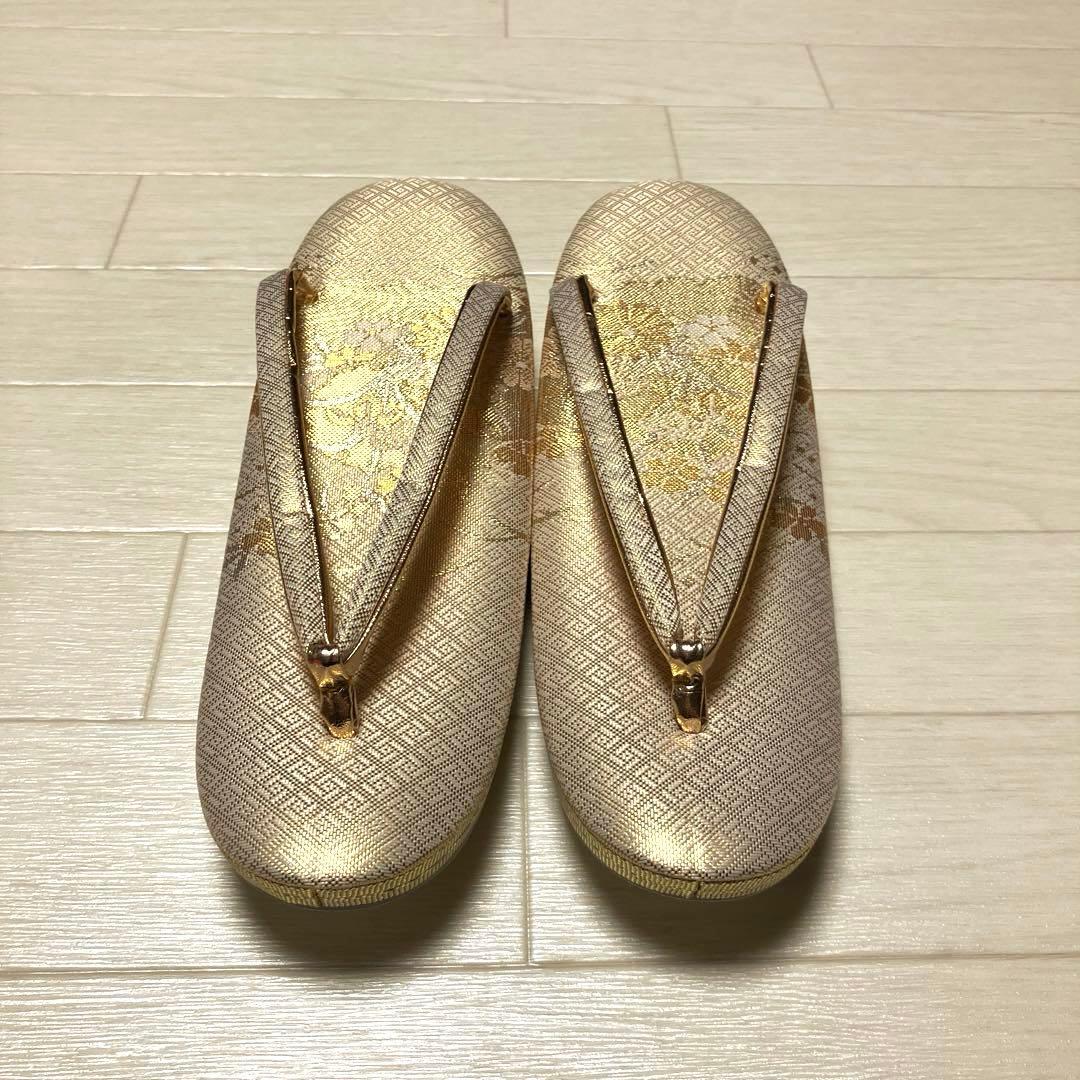 《未使用》草履バッグセット　フォーマル　帯地　ゴールド