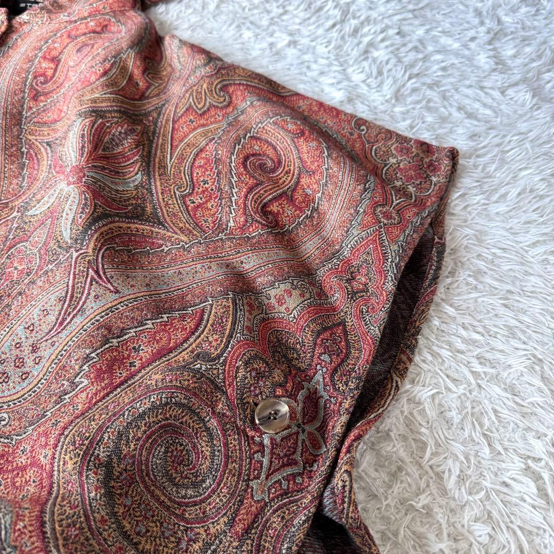 極美品　エトロ　ポンチョ　フード　ペイズリー　フード　ケープ　コート