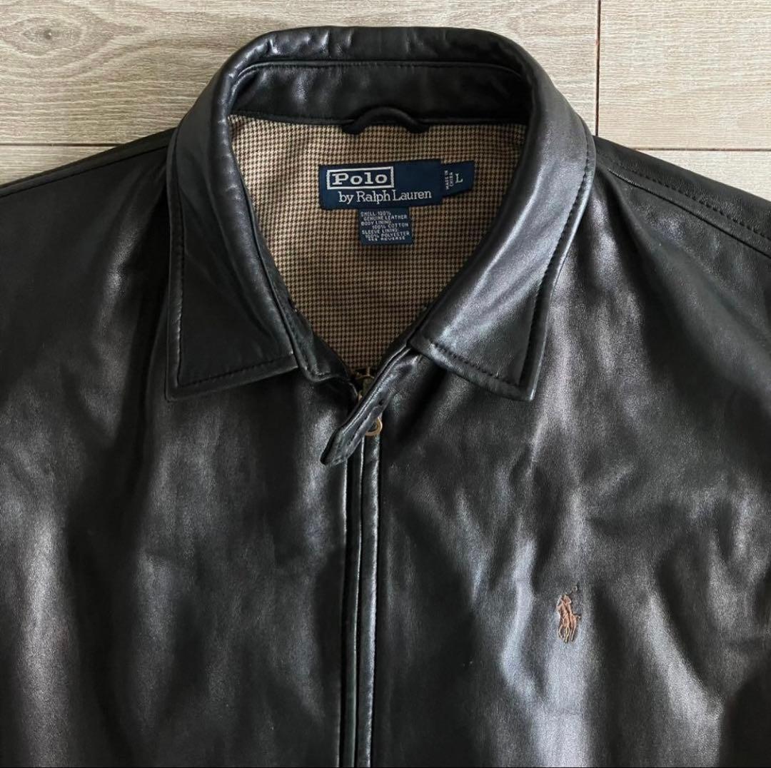 極希少モデル ポロラルフローレン レザージャケット Lサイズ ジップアップ