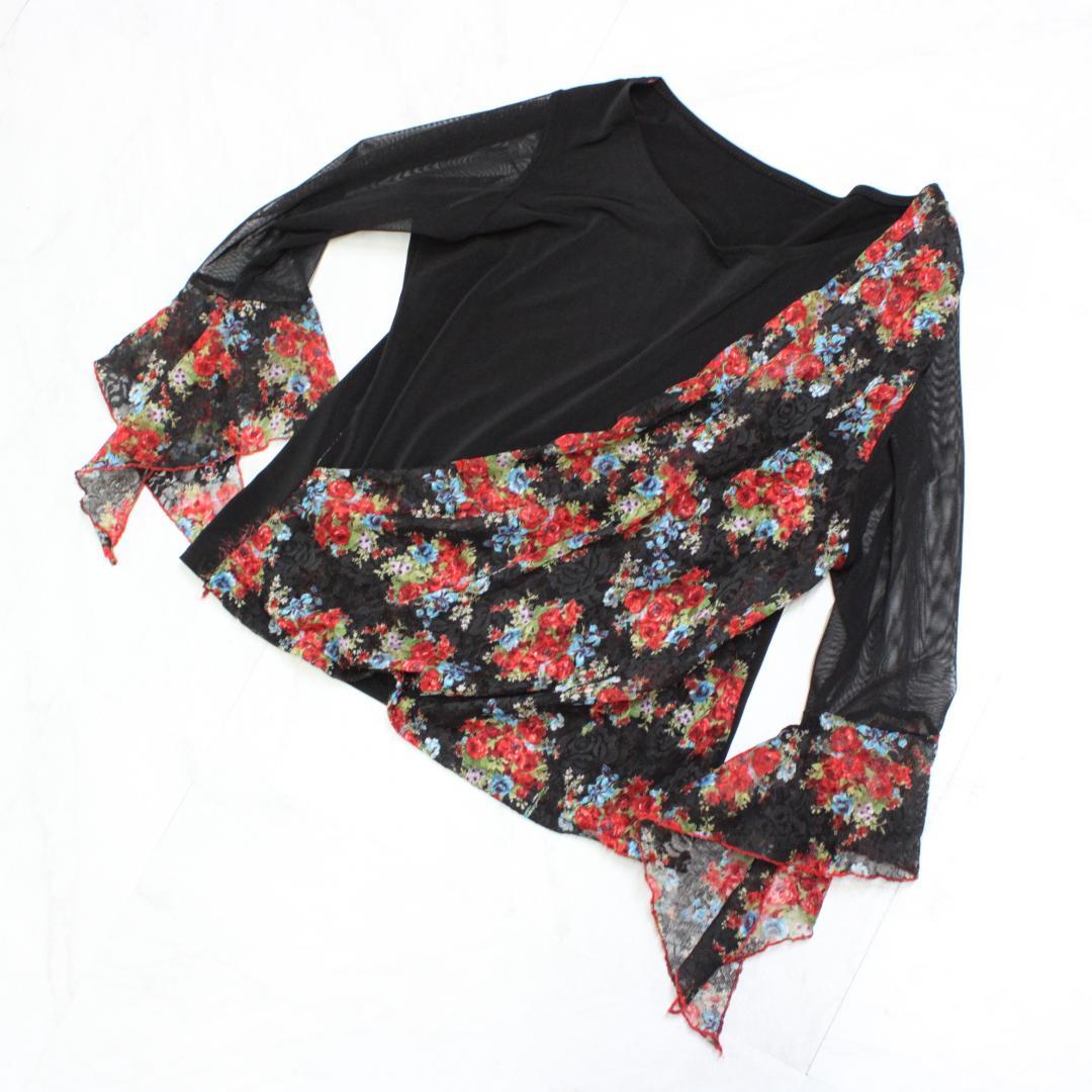 【美品 社交ダンス衣装】上下セット トップス スカート 黒 赤 水色 かわいい