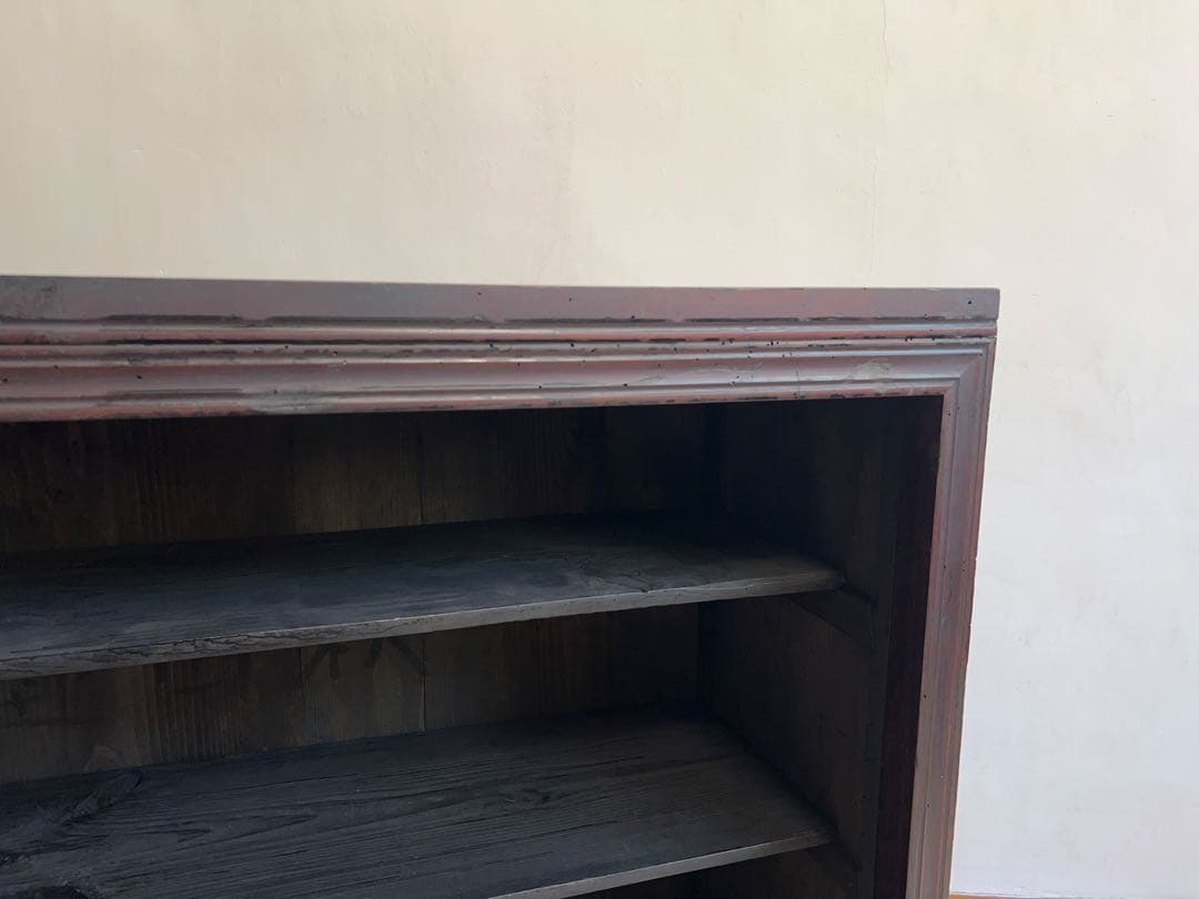 黒　オープンシェルフ　水屋箪笥　M119　古道具　古家具　アンティーク