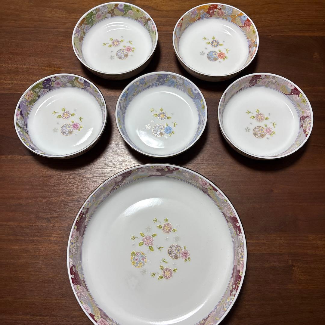 中村勘三郎 花柄食器セット 6点