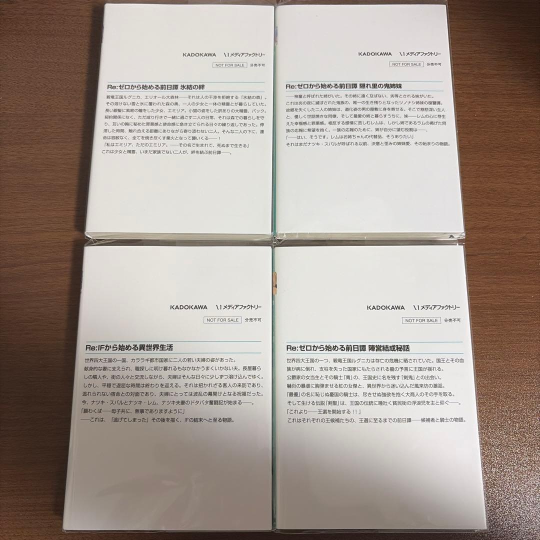 Re:ゼロから始める異世界生活 ブルーレイ　特典小説 4種　バラ売り不可
