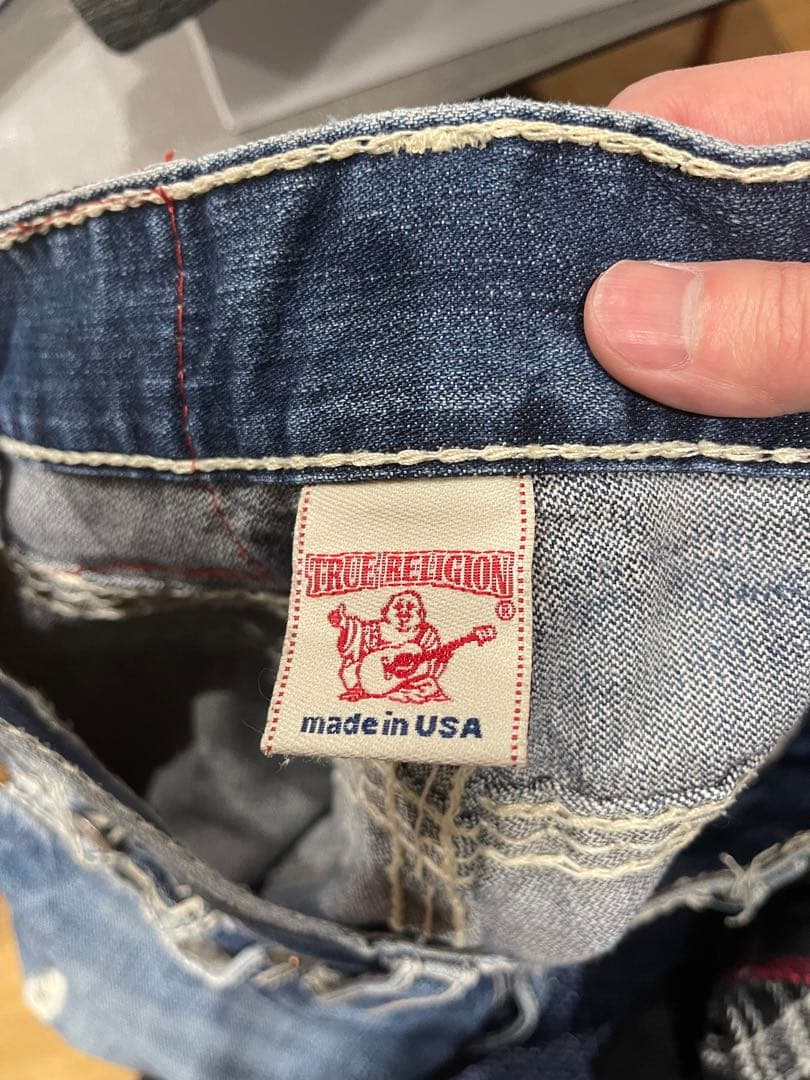 【トゥルー レリジョン】ブーツカット ダメージ加工デニムパンツ 29x33
