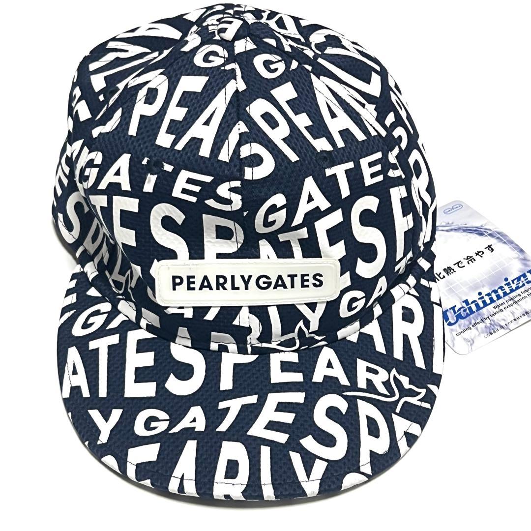 【札付き未使用品】パーリーゲイツ　総ロゴ柄キャップ　ネイビー　フリー