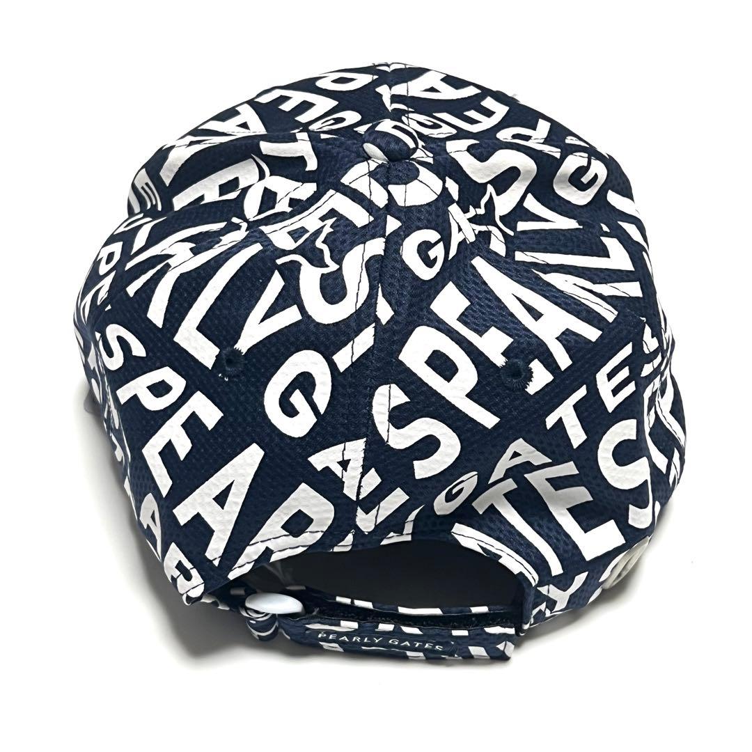 【札付き未使用品】パーリーゲイツ　総ロゴ柄キャップ　ネイビー　フリー
