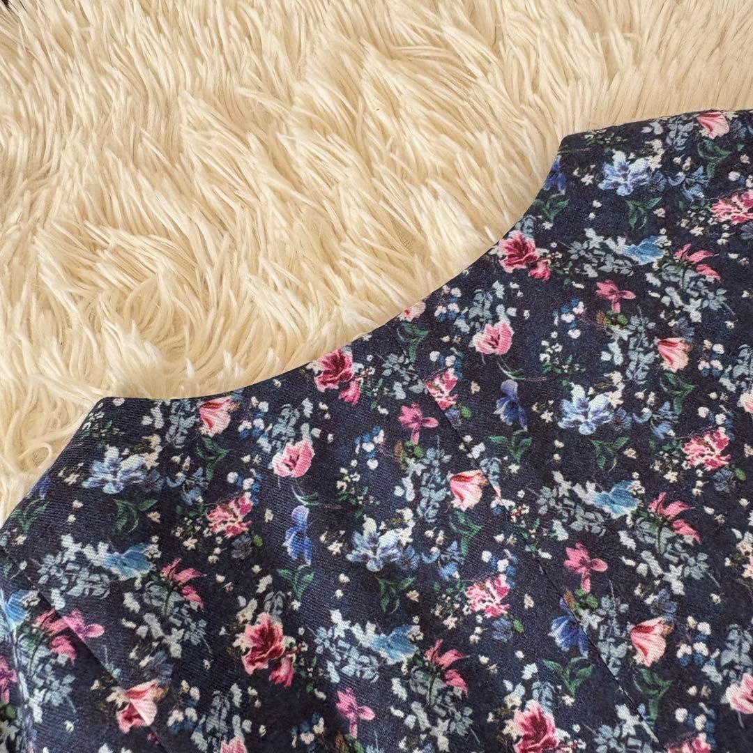 美品✨大きめ　レリアン　花柄ロングワンピース　Aライン　フレア　タック　13+