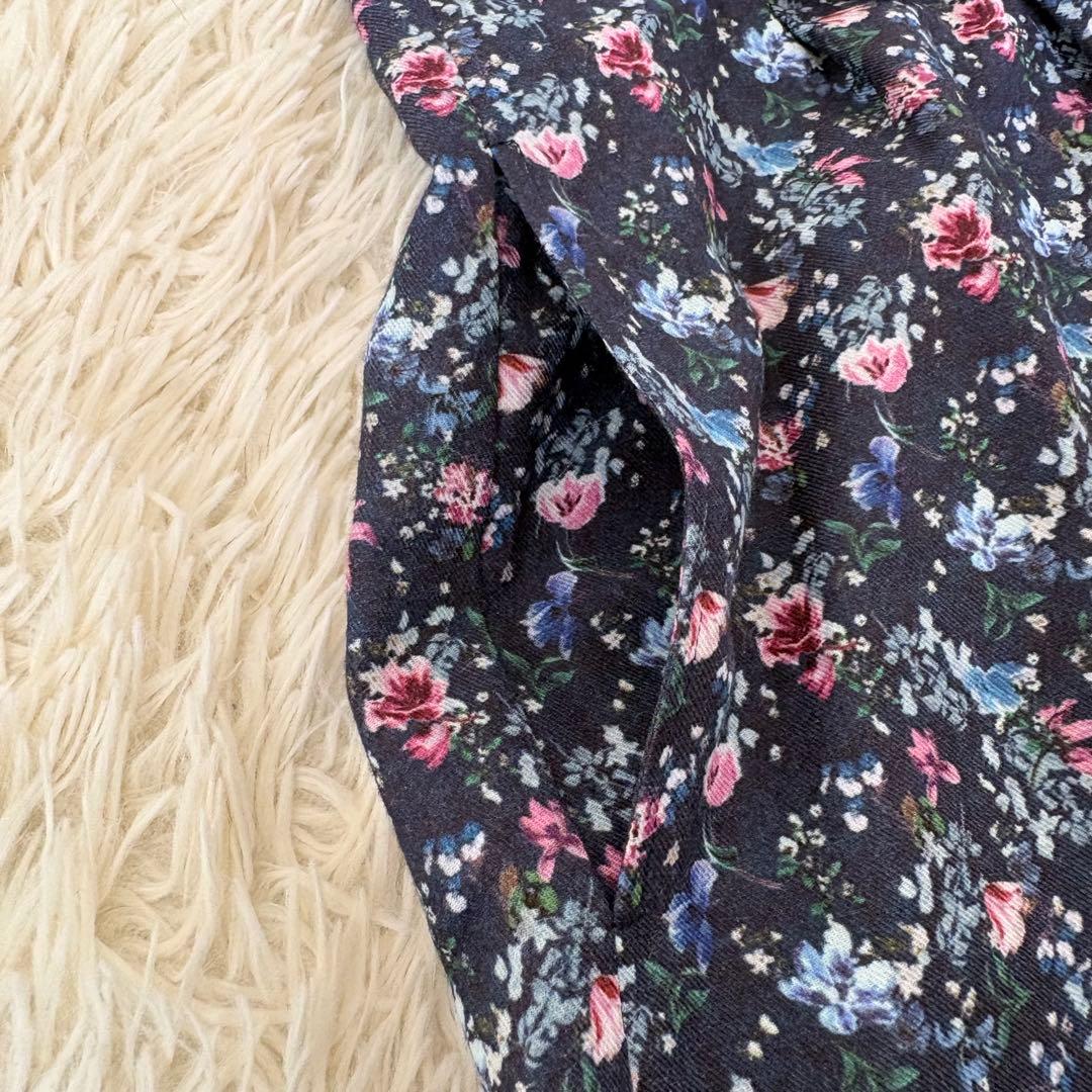 美品✨大きめ　レリアン　花柄ロングワンピース　Aライン　フレア　タック　13+