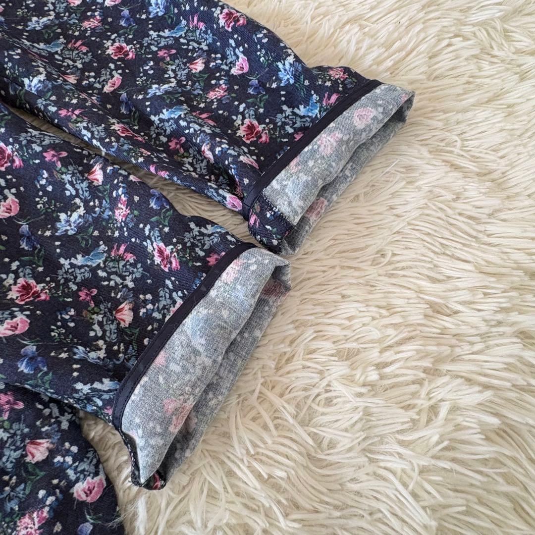 美品✨大きめ　レリアン　花柄ロングワンピース　Aライン　フレア　タック　13+